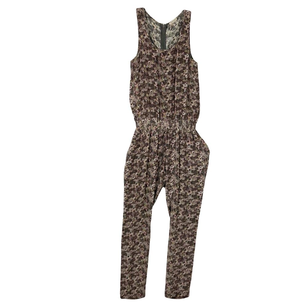 EMMA COOK Jumpsuit 8 Silk Multicolor Floral Sleeveless Drawstring Waist